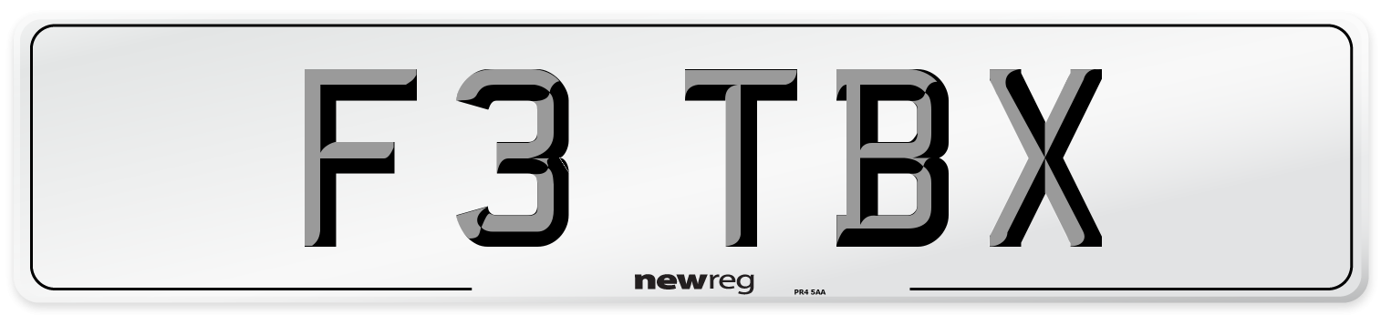 F3 TBX Number Plate from New Reg
